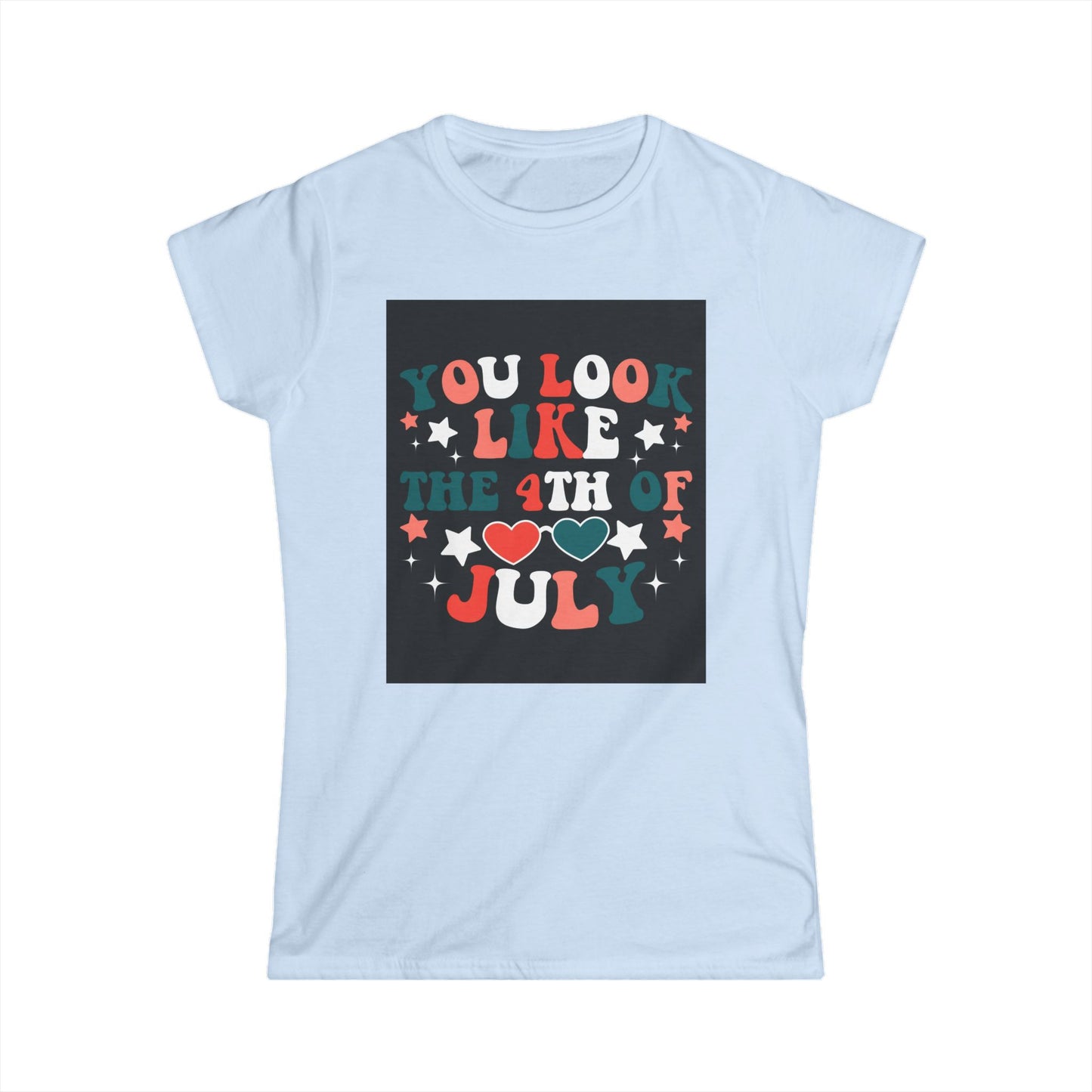Fourth of July Women’s Tee, Patriotic Softstyle T-Shirt, Summer Celebration Top, Independence Day Apparel, 4th of July Gift