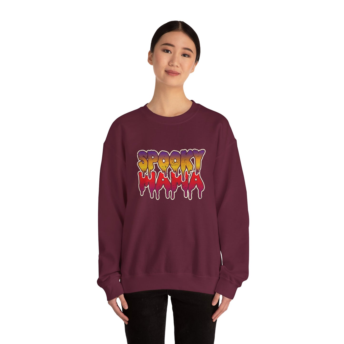 Spooky Mama Crewneck Sweatshirt, Halloween Sweatshirt, Gift for Moms, Cozy Fall Apparel, Unisex Holiday Clothing