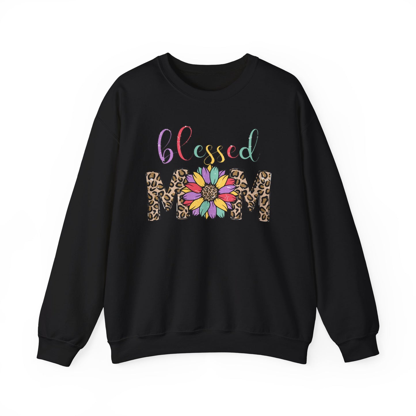 Blessed Mom Leopard Floral Crewneck Sweatshirt