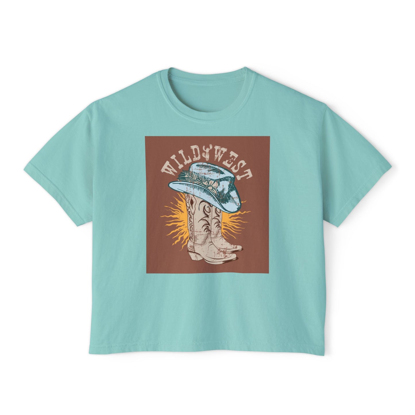 Wild West Women's Boxy Tee, Western Graphic T-Shirt, Vintage Cowboy Shirt, Boho Fashion Top, Casual Summer Wear, Gift for Her