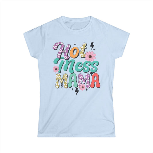 Hot Mess Mama Women's Tee - Fun, Casual Wear for Moms, Great for Mother's Day, Birthday Gift, Family Gatherings, Everyday Style