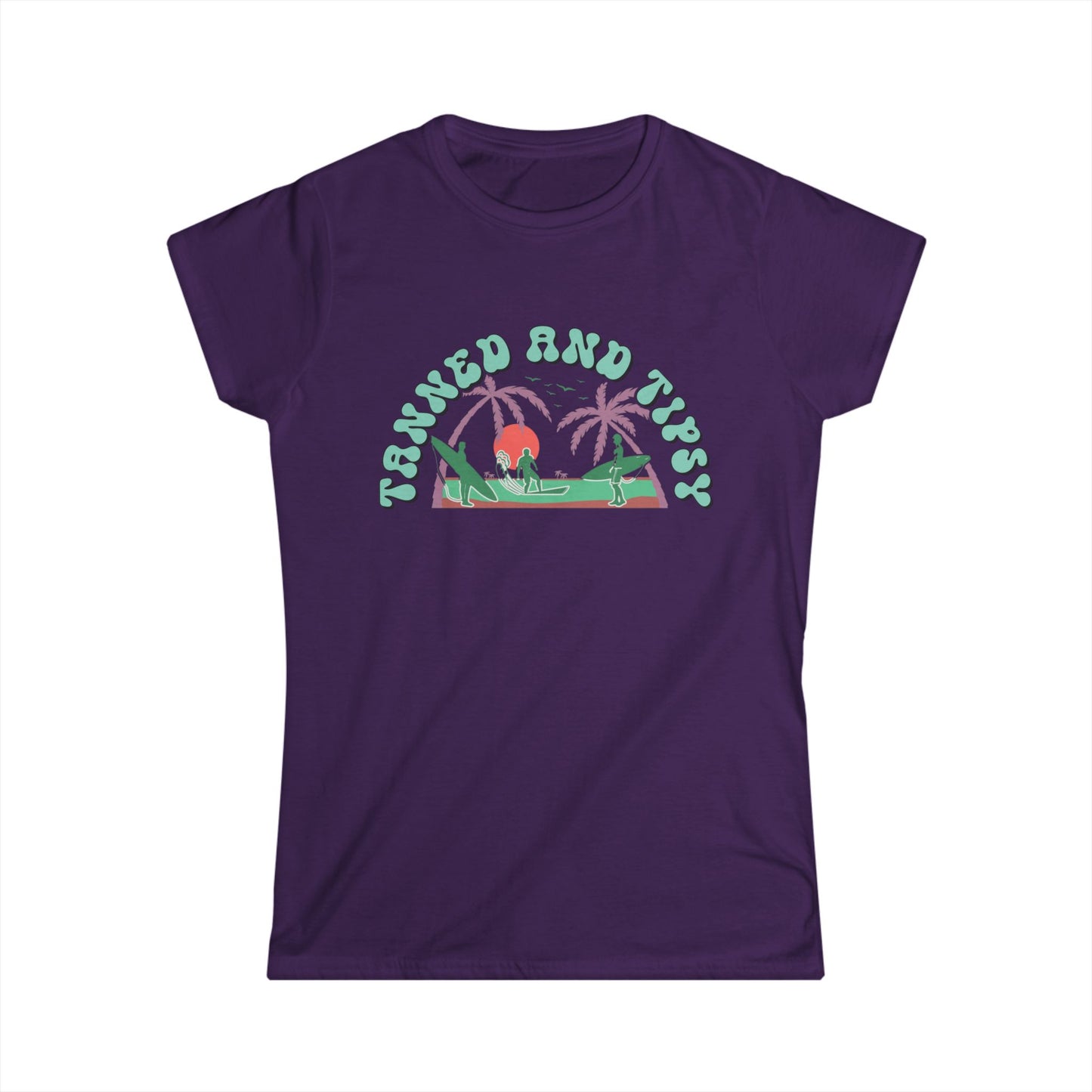 Tropical Vibes Tee - "Tanned and Tipsy" Women's Softstyle Shirt, Summer Casual Wear, Vacation Essentials, Gift for Her, Beach Day Top