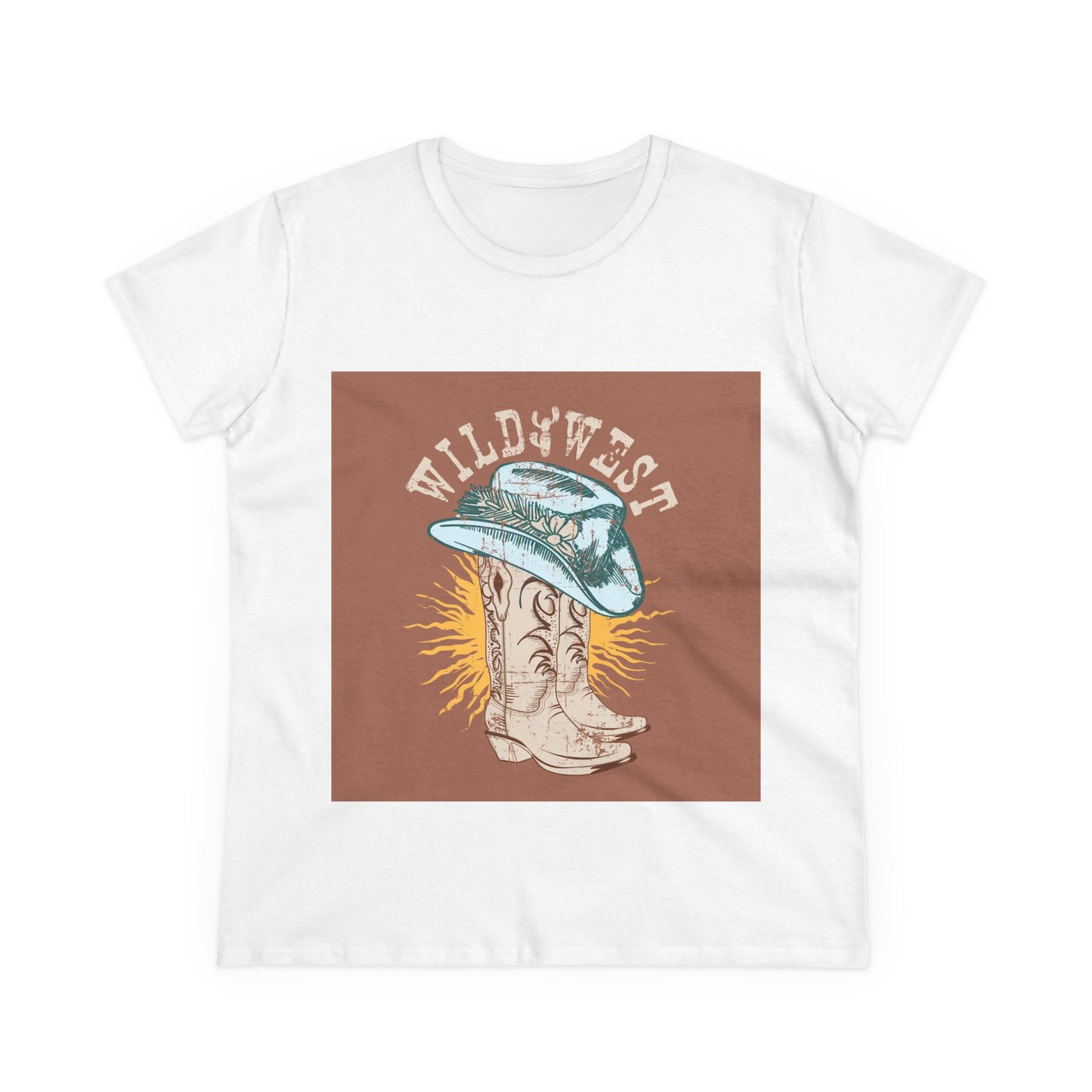 Wild West Women's Cotton Tee - Casual Summer Top, Boho Fashion, Vintage Graphic Shirt, Gift for Cowgirls, Western Wear