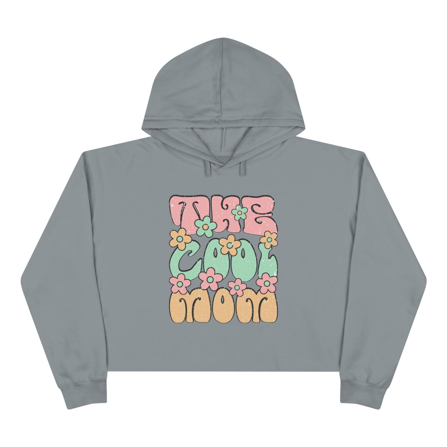 Retro Floral Crop Hoodie - 'This Cool Mood' - Trendy Spring Fashion