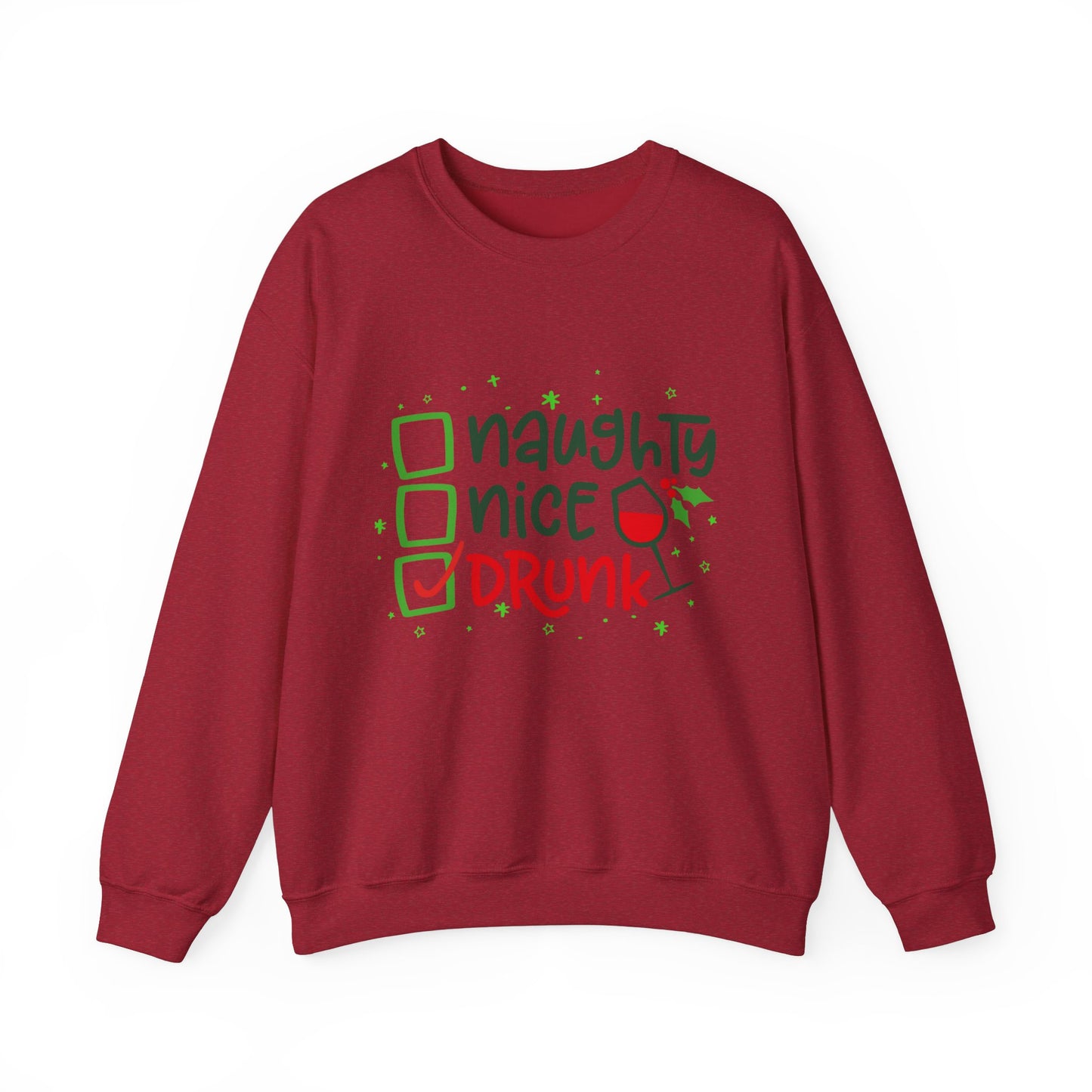 Naughty Nice Drunk Sweatshirt - Unisex Holiday Crewneck