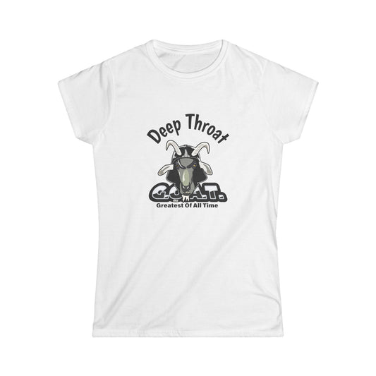 Women's Graphic Tee: Deep Throat Goat, Funny Gift for Goat Lovers, Casual Wear, Birthday Present, Holiday Apparel
