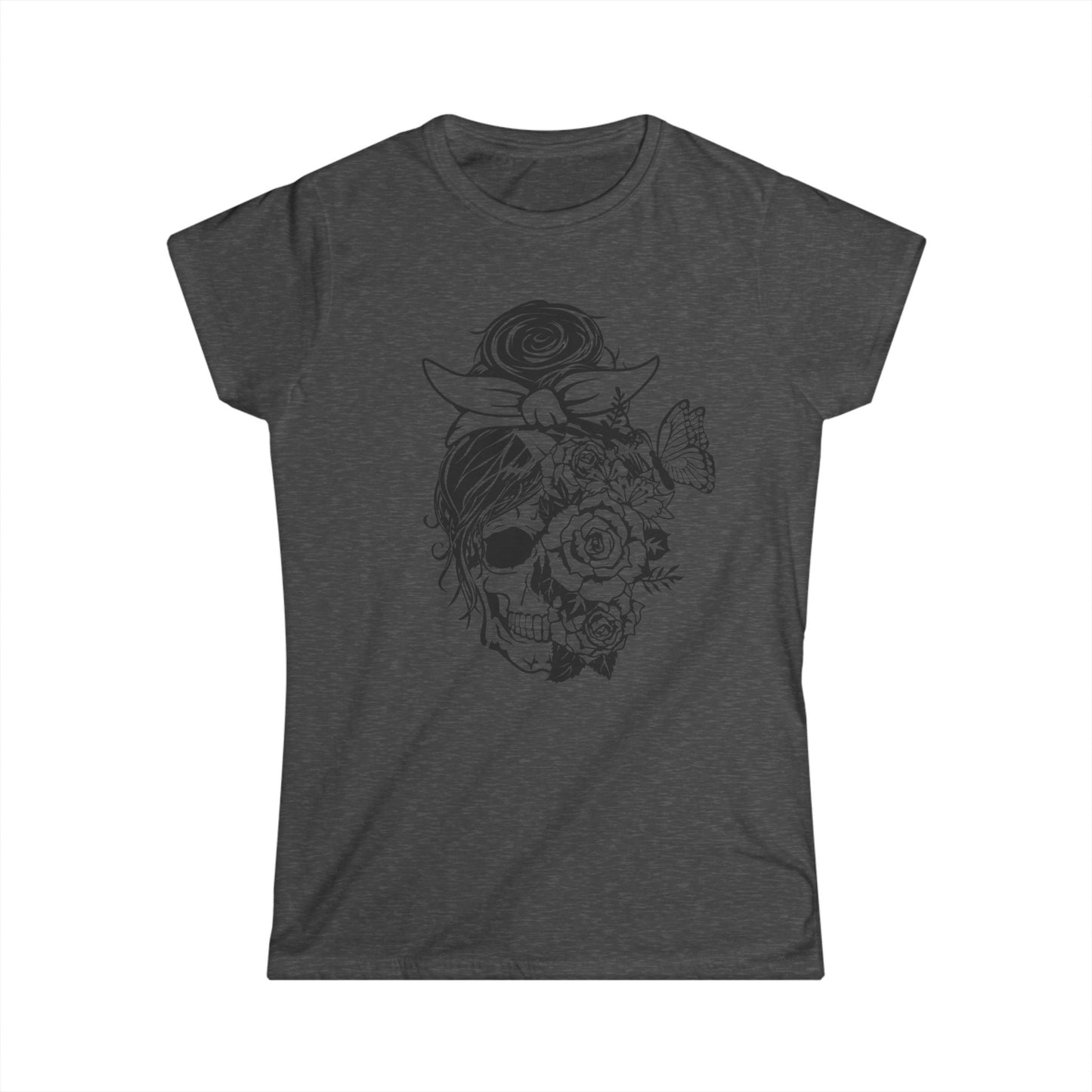 Floral Skull Women's Tee - Boho Chic Graphic T-Shirt for Everyday Style