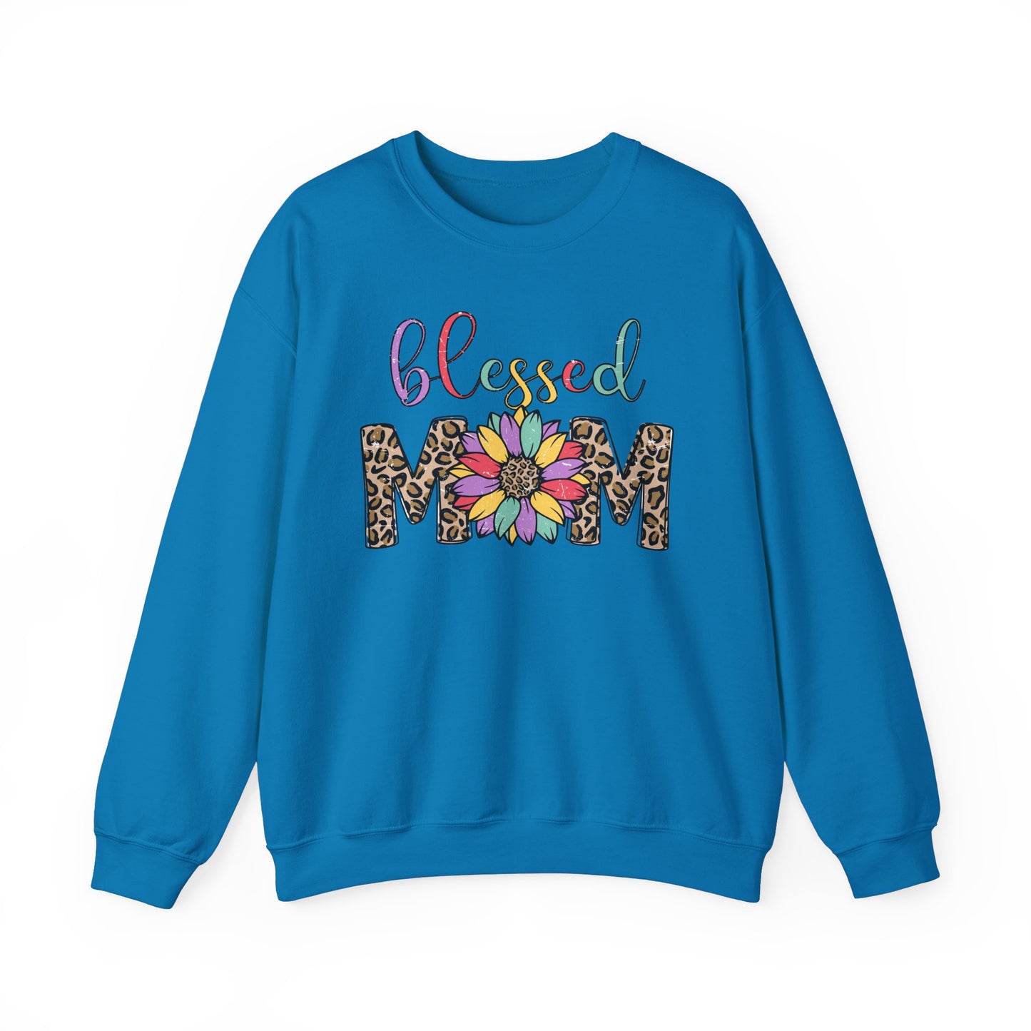 Blessed Mom Leopard Floral Crewneck Sweatshirt