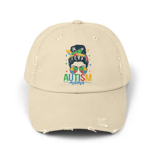 Autism Mama Distressed Cap - Stylish Supportive Hat for Moms