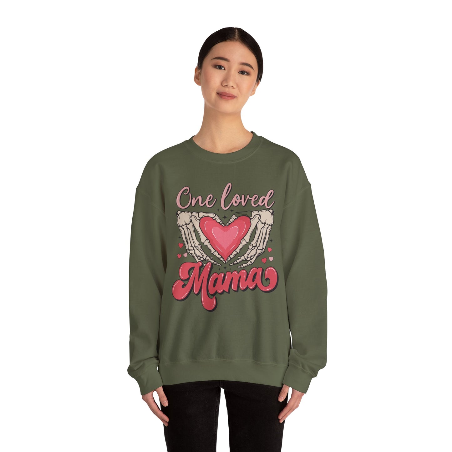 One Loved Mama Crewneck Sweatshirt, Perfect Gift for Moms, Cozy Layer for Birthdays, Mother's Day, Heartfelt Gift Idea