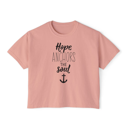 Hope Anchors the Soul Women's Boxy Tee, Cute Casual Top, Inspirational Shirt, Summer Tee, Gift for Her, Beach Style