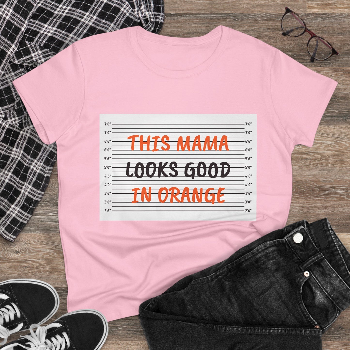 Fun Women's Midweight Cotton Tee - 'This Mama Looks Good in Orange'