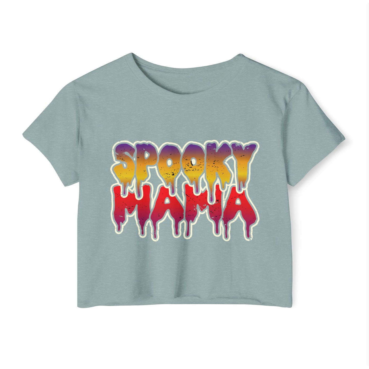 Spooky Mama Women's Festival Crop Top, Halloween Shirt, Boho Crop Tee, Festival Wear, Party Top, Casual Stylish Crop