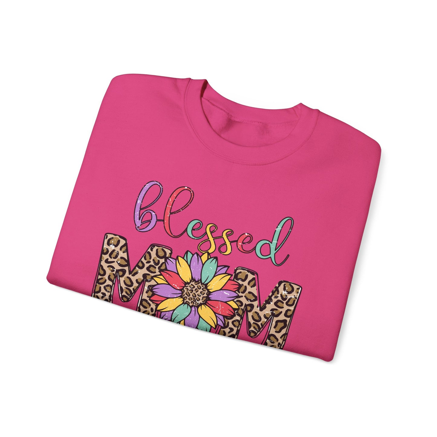 Blessed Mom Leopard Floral Crewneck Sweatshirt