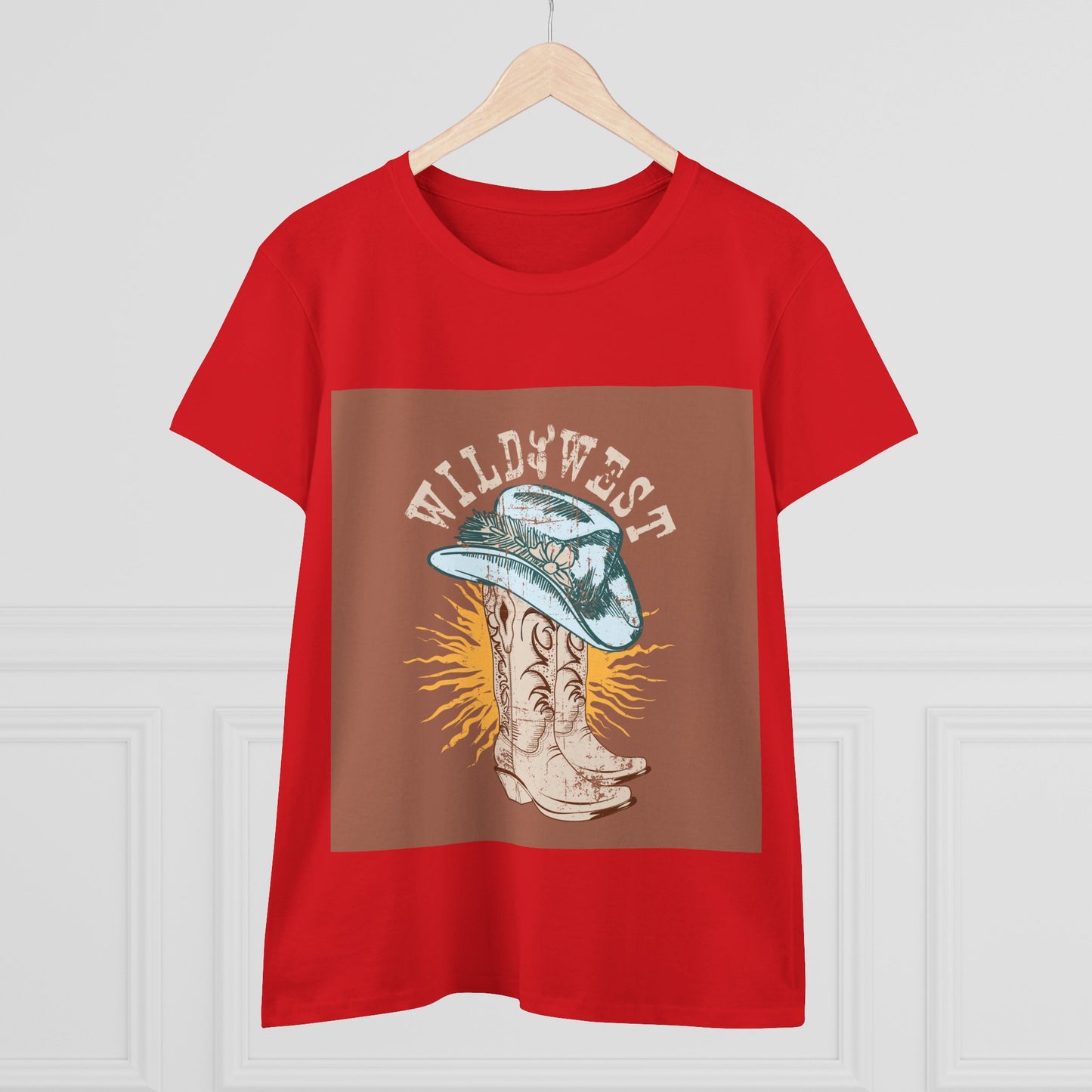 Wild West Women's Cotton Tee - Casual Summer Top, Boho Fashion, Vintage Graphic Shirt, Gift for Cowgirls, Western Wear