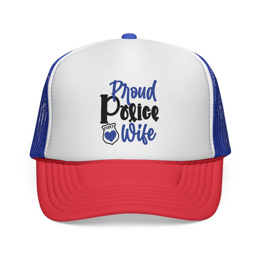 Proud Police Family Trucker Caps, Supportive Gifts for Police Wives and Kids, Patriotic Hat for Special Occasions