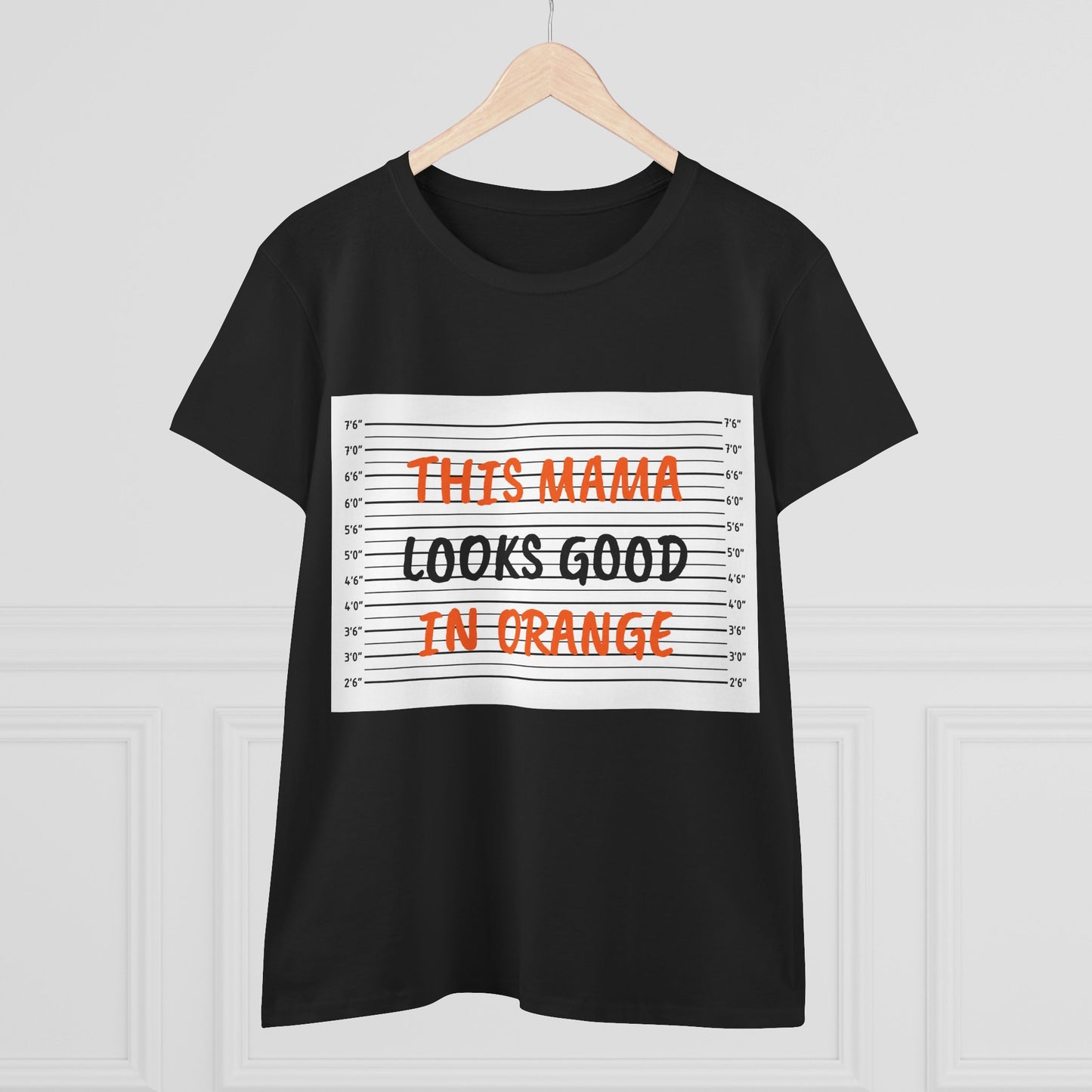 Fun Women's Midweight Cotton Tee - 'This Mama Looks Good in Orange'