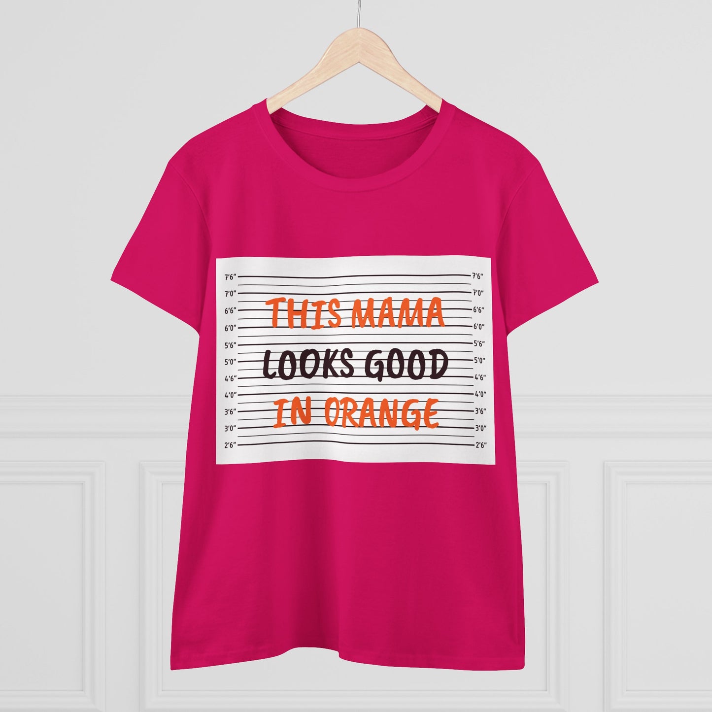 Fun Women's Midweight Cotton Tee - 'This Mama Looks Good in Orange'
