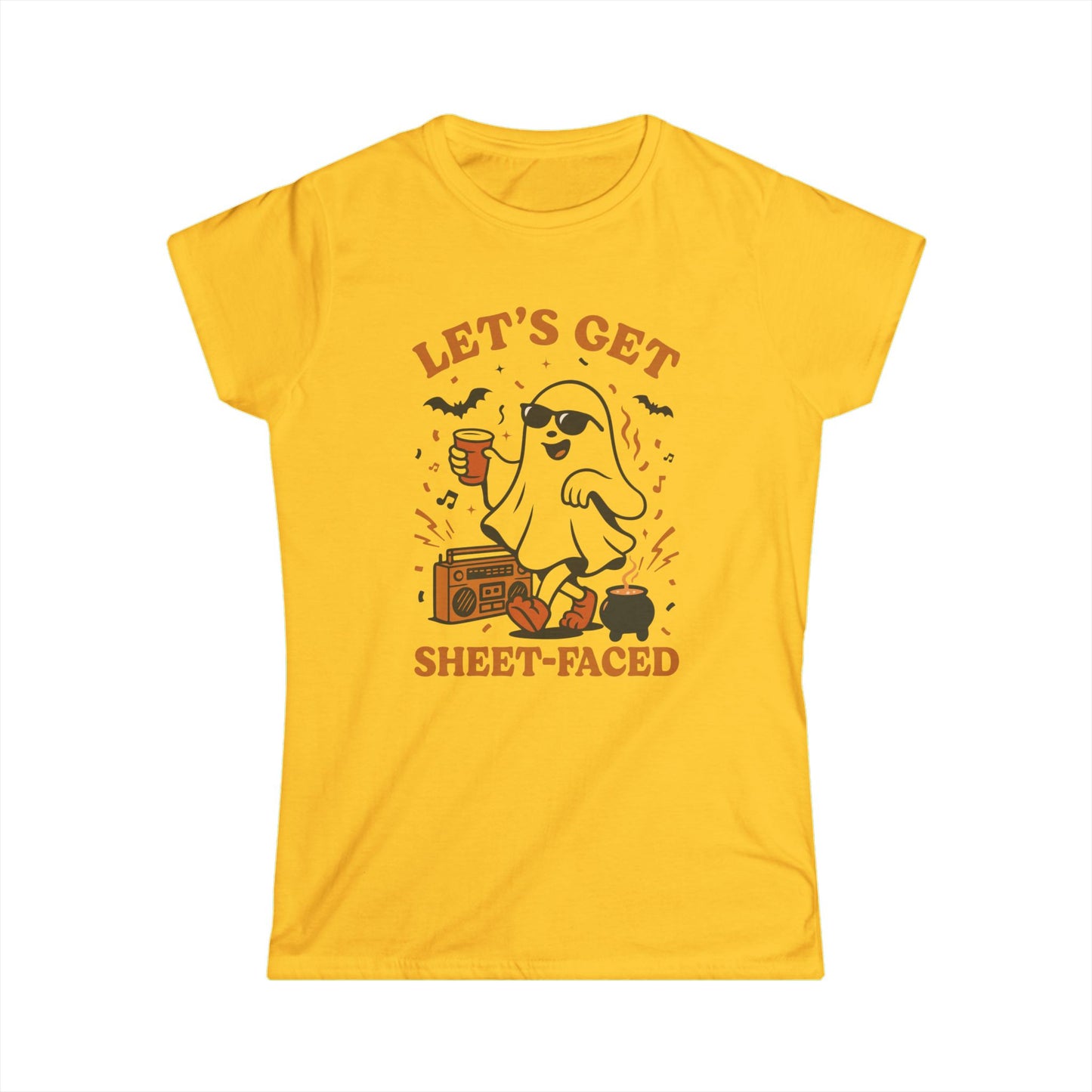 Ghost Party Women's Tee, Funny Halloween Shirt, Casual Graphic Top, Gift for Friends, Halloween Costume Alternative, Sheet-Faced Tee