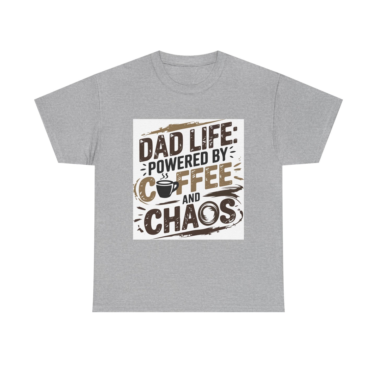 Dad Life Unisex Heavy Cotton Tee - Powered by Coffee and Chaos