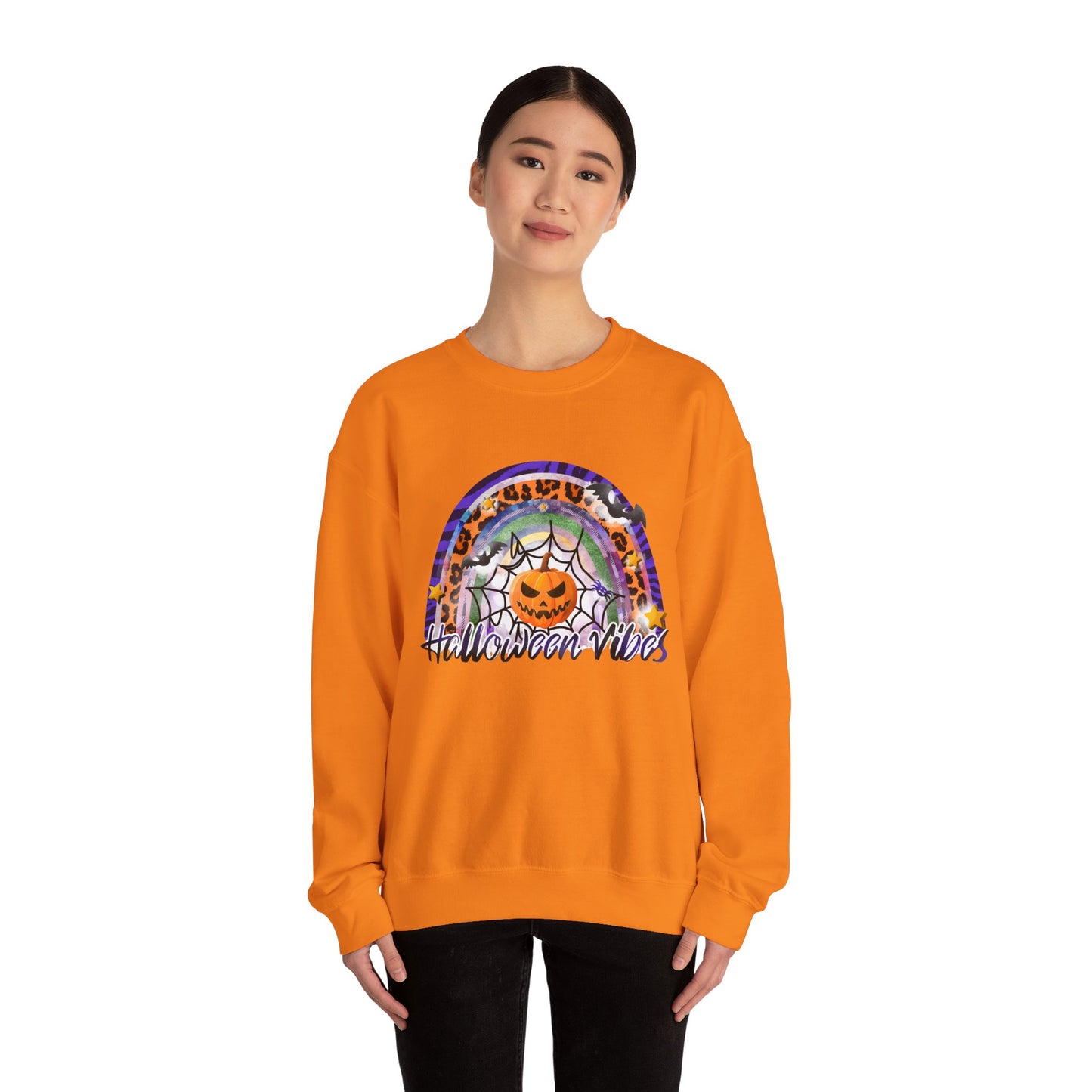 Halloween Vibes Crewneck Sweatshirt | Unisex Autumn Apparel, Cozy Fall Fashion, Halloween Gifts, Spooky Season Outfit, Pumpkin Sweatshirt