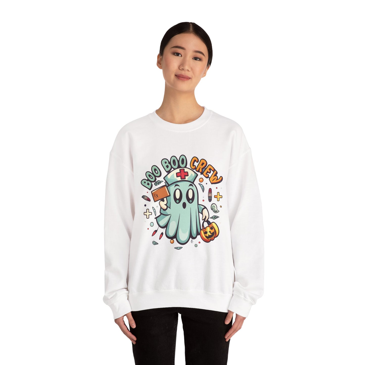 Halloween Ghost Crewneck Sweatshirt, Unisex Sweatshirt, Boo Boo Crew Sweatshirt, Cute Halloween Sweater, Cozy Fall Apparel