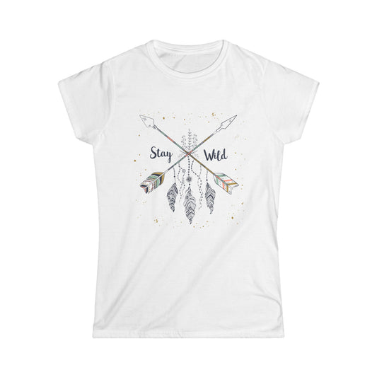Stay Wild Women's Softstyle Tee - Boho Graphic Tee for Nature Lovers