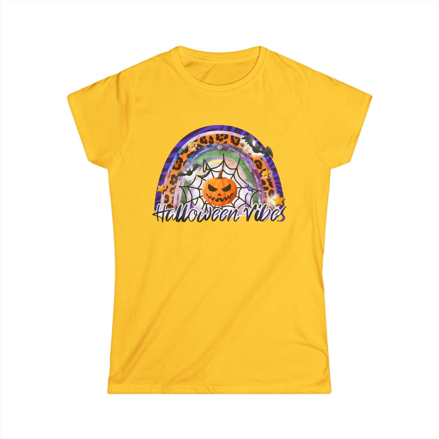 Halloween Vibes Softstyle Tee, Women's Halloween Shirt, Seasonal T-Shirt, Fall Fashion Top, Spooky Graphic Tee, Casual Halloween Wear