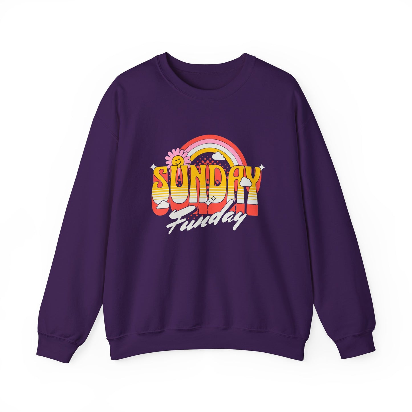 Sunday Funday Unisex Crewneck Sweatshirt - Retro Rainbow Design