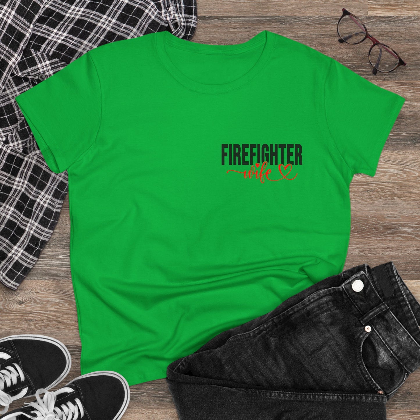 Firefighter Wife Cotton Tee - Supportive Gift for Her, Casual Wear, Patriotic Apparel, Unique Firefighter Gift, Everyday Comfort