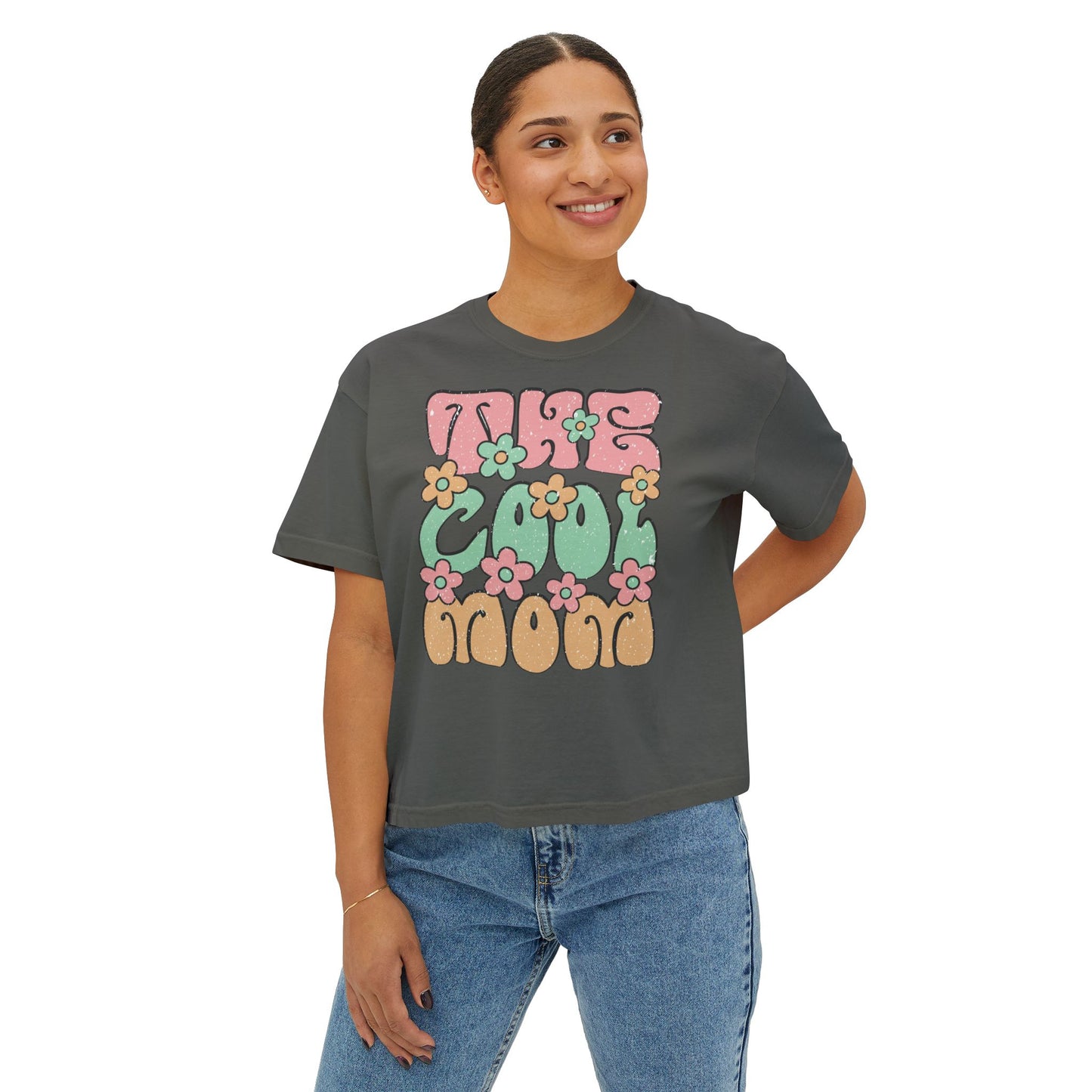Retro Floral Cool Mom Boxy Tee