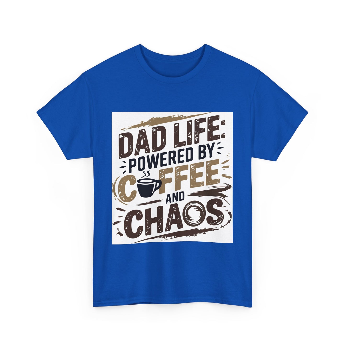 Dad Life Unisex Heavy Cotton Tee - Powered by Coffee and Chaos