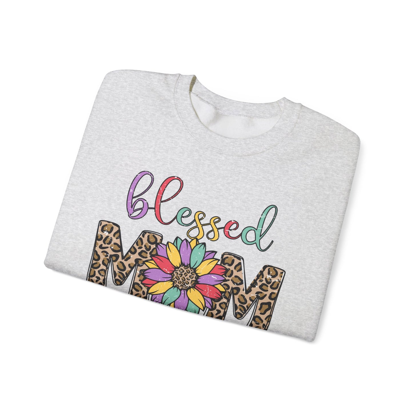 Blessed Mom Leopard Floral Crewneck Sweatshirt