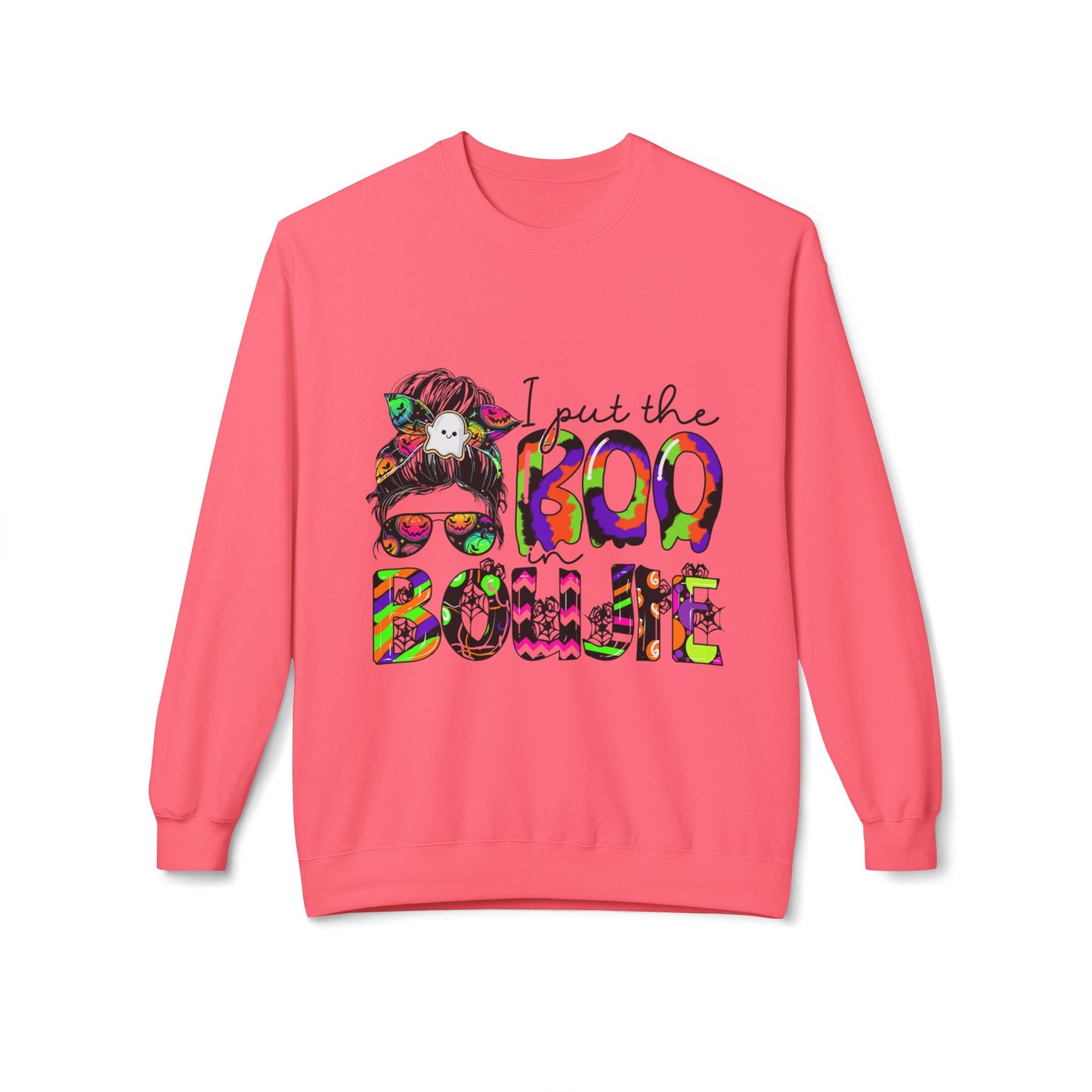 Boho-Inspired Fleece Crewneck Sweatshirt - "I Put the Boo in Boogie"