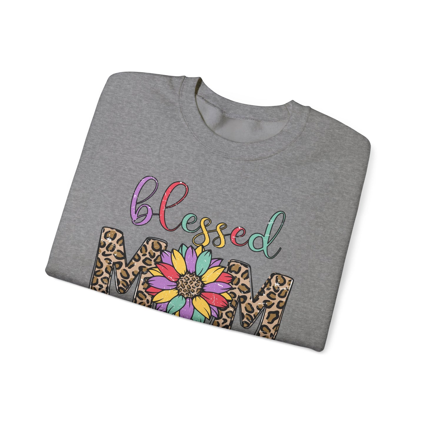 Blessed Mom Leopard Floral Crewneck Sweatshirt