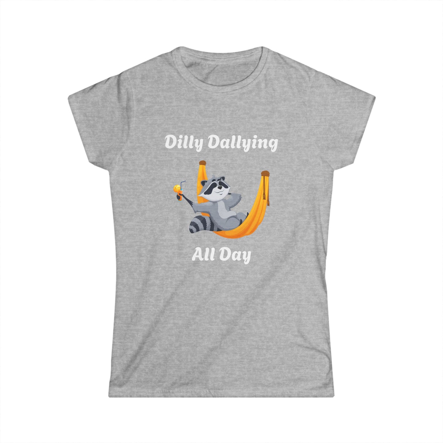 Cute Raccoon Relaxing Women's Softstyle Tee – Perfect for Nature Lovers!