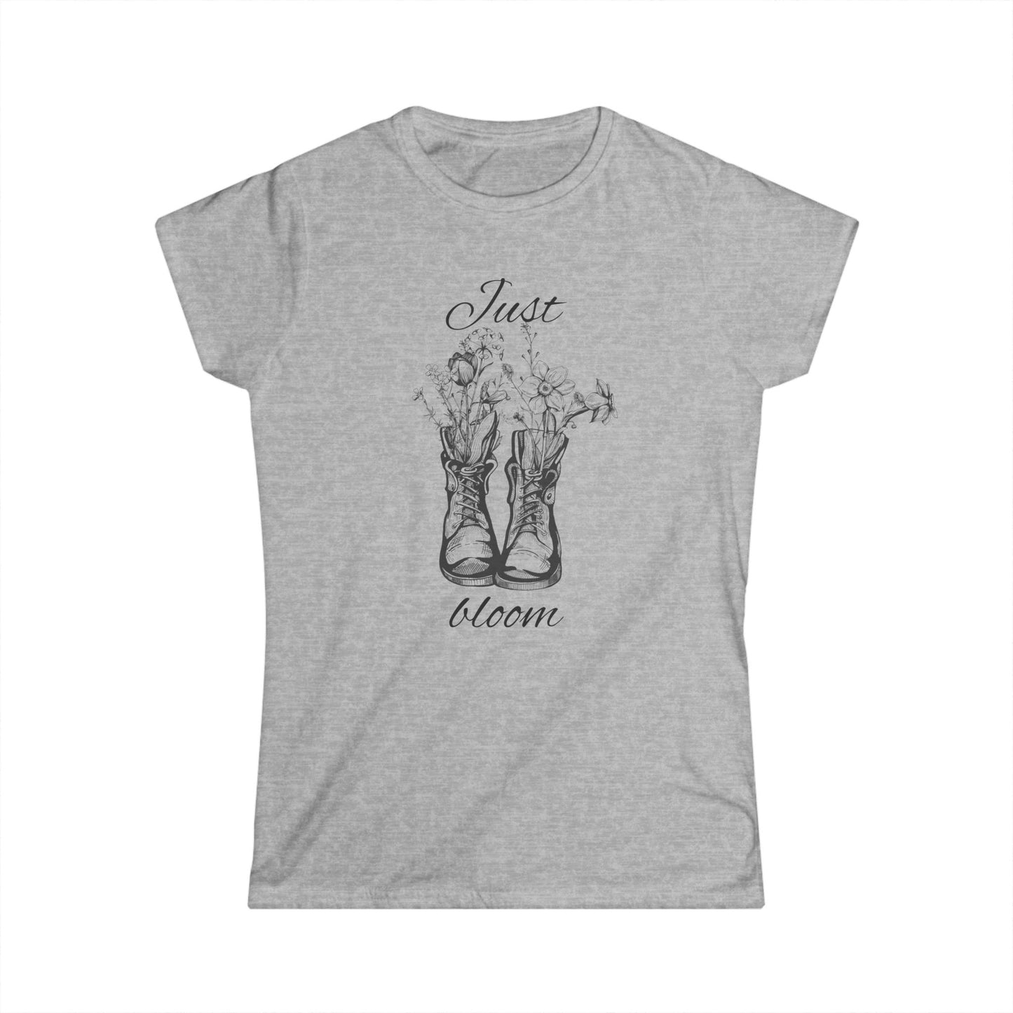 Just Bloom Women's Softstyle Tee - Inspirational Floral Design
