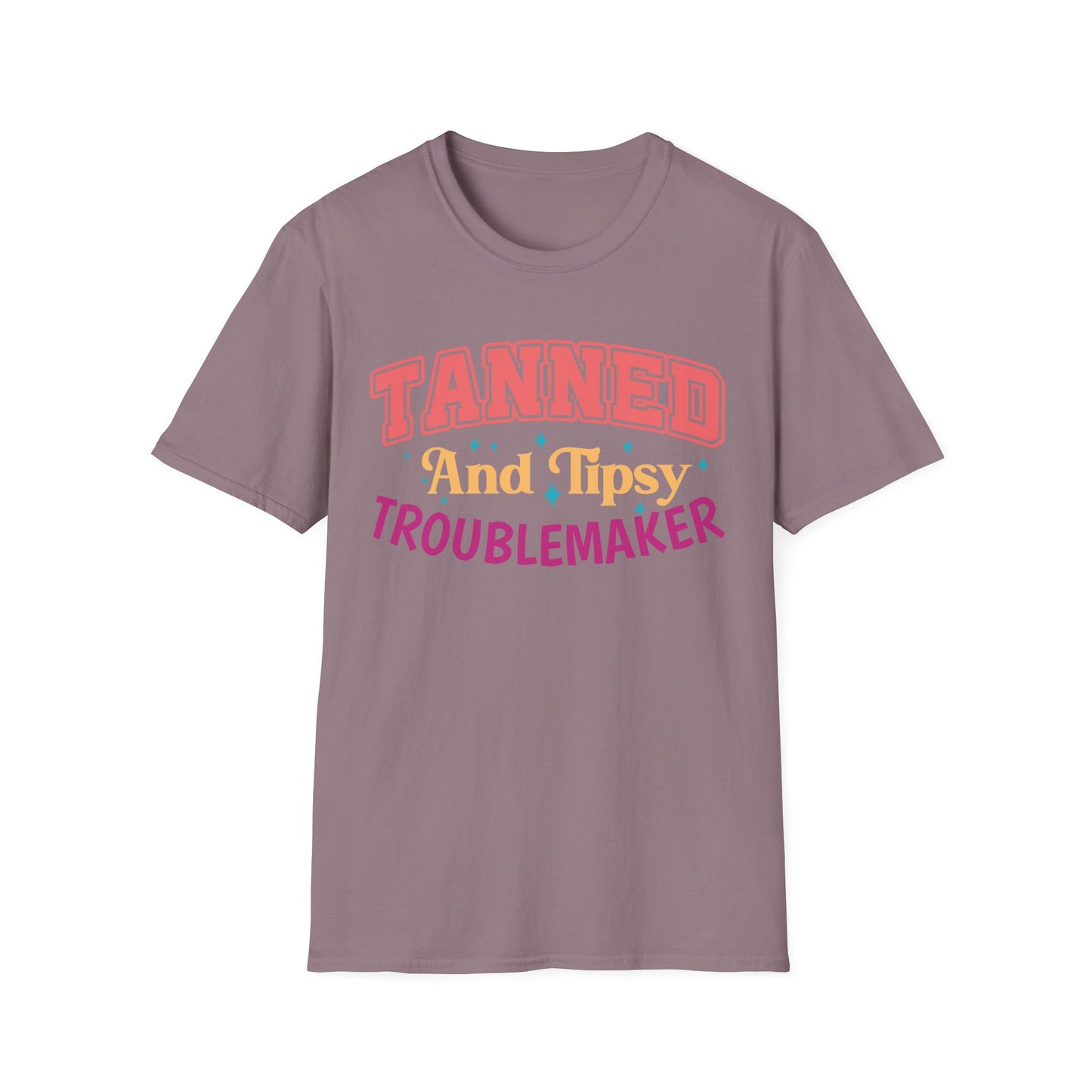 T-Shirt - Tanned and Tipsy Troublemaker Unisex Softstyle Tee