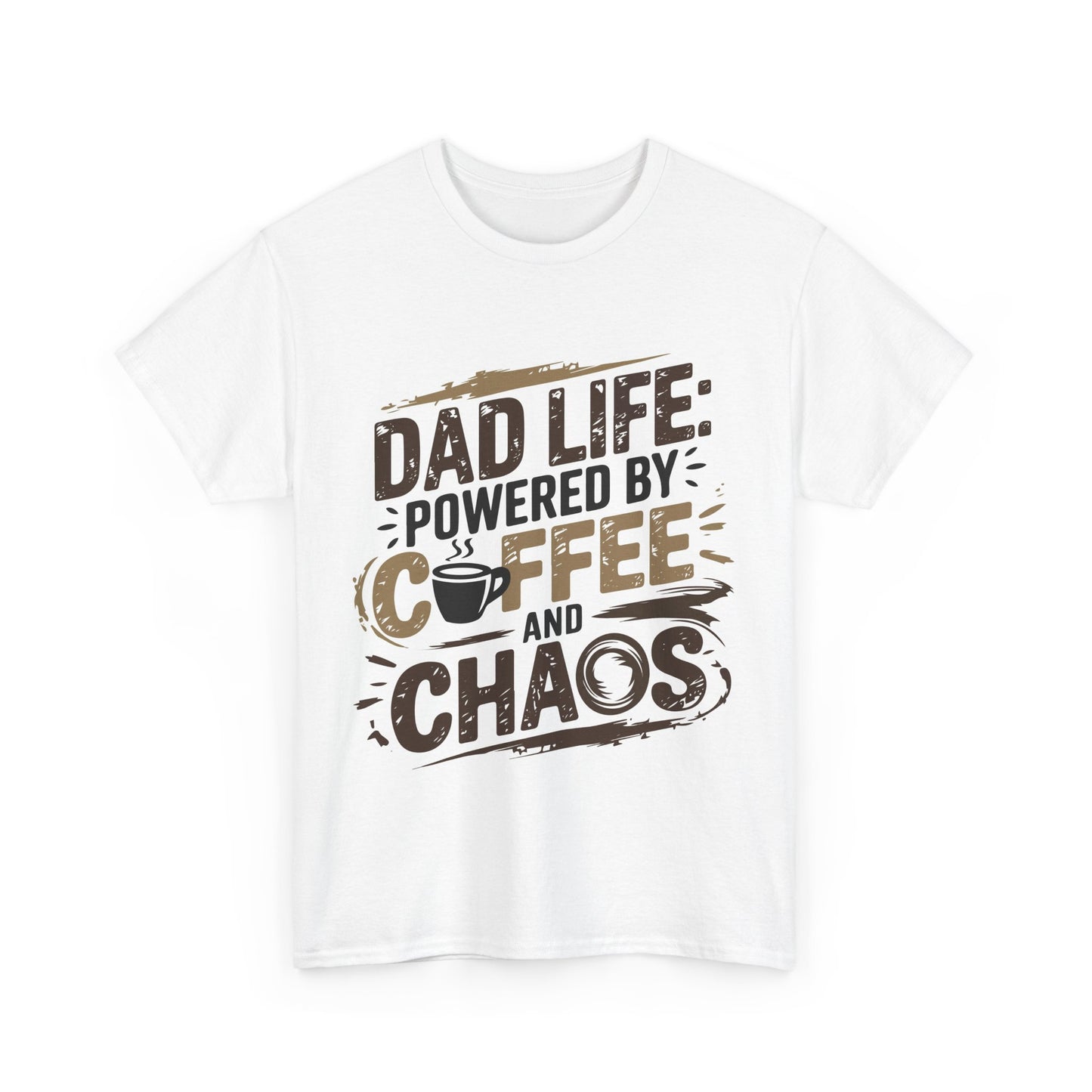 Dad Life Unisex Heavy Cotton Tee - Powered by Coffee and Chaos
