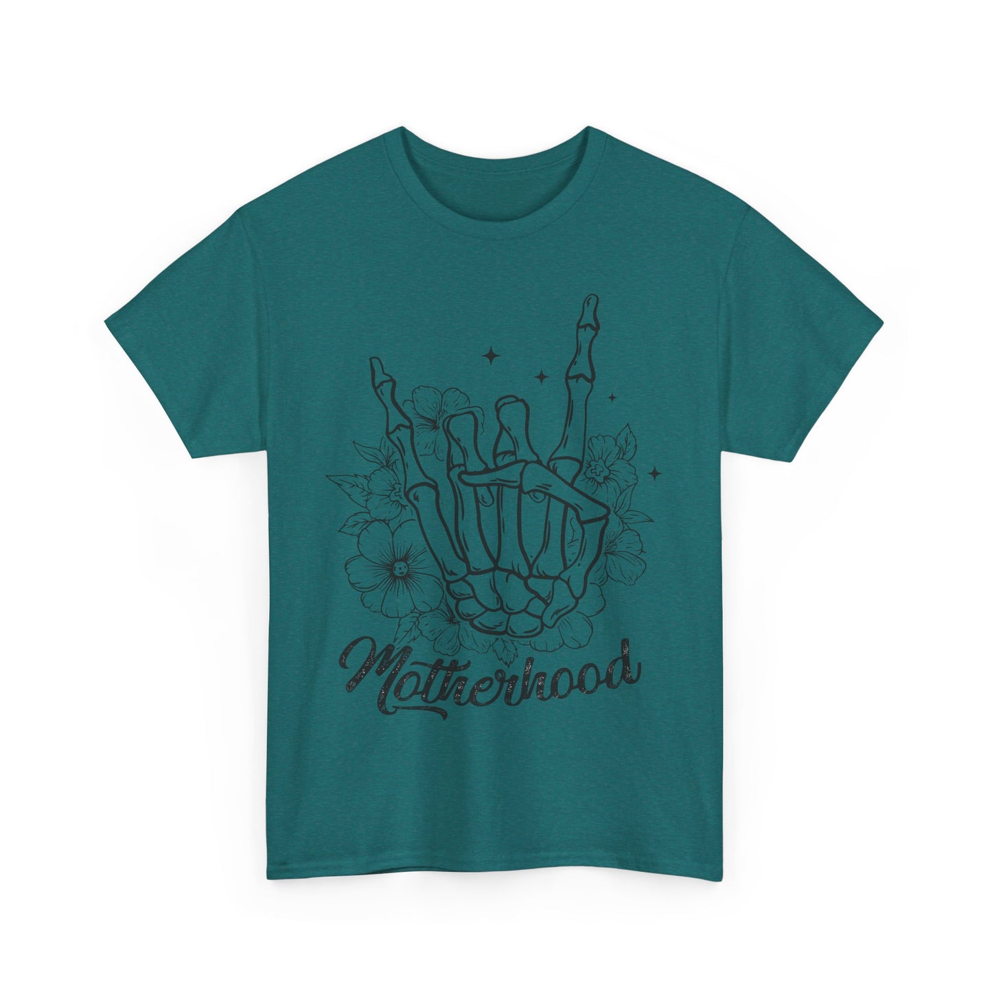 Unisex Heavy Cotton Tee - Motherhood Skeleton Hand Design