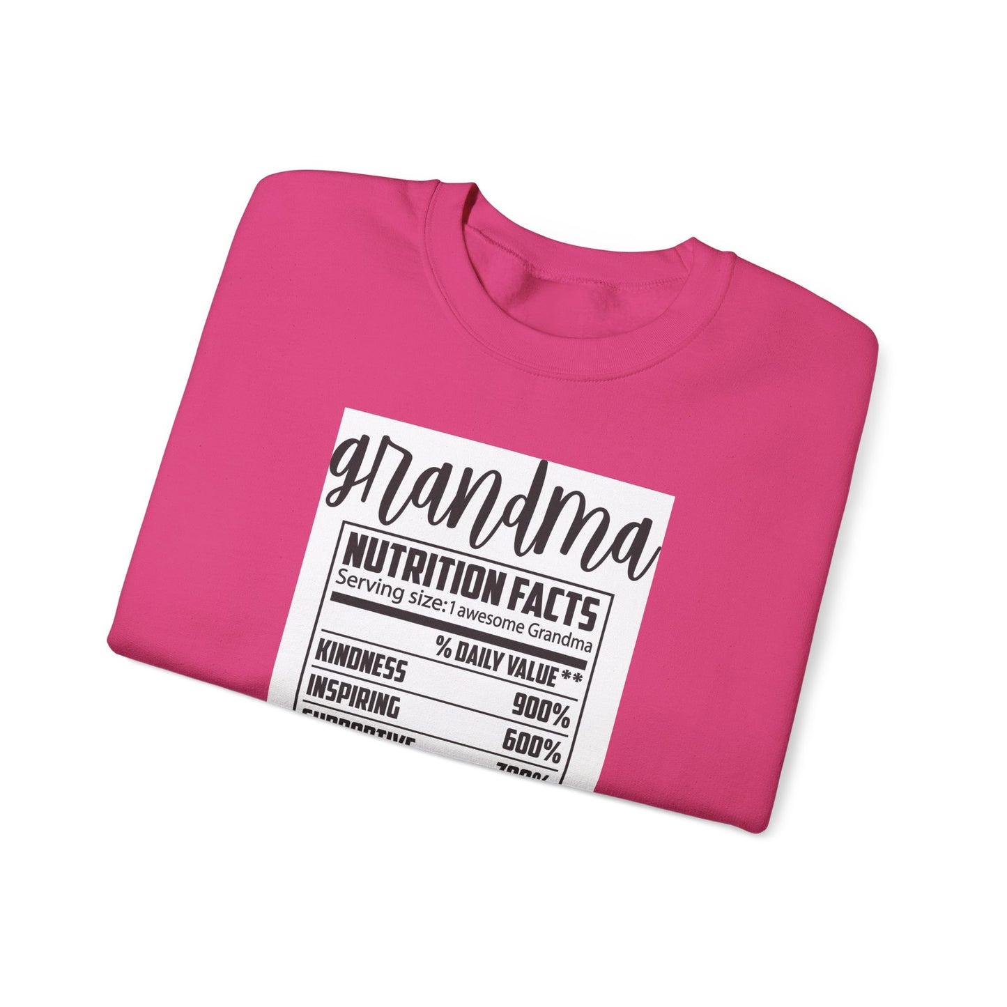 Grandma Nutrition Facts Sweatshirt - Cozy Unisex Crewneck for Family Celebrations