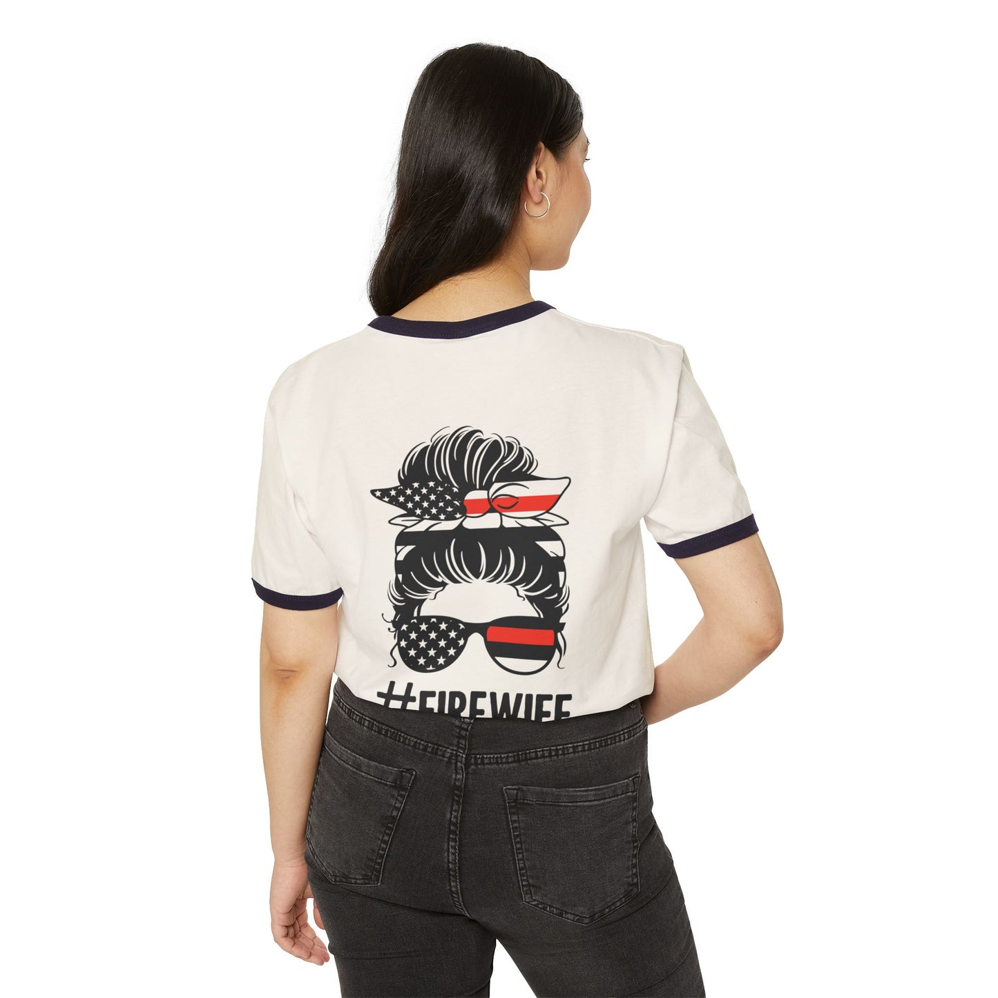 Fire Wife Unisex Cotton Ringer T-Shirt - Supportive & Stylish Apparel for Firefighters' Families