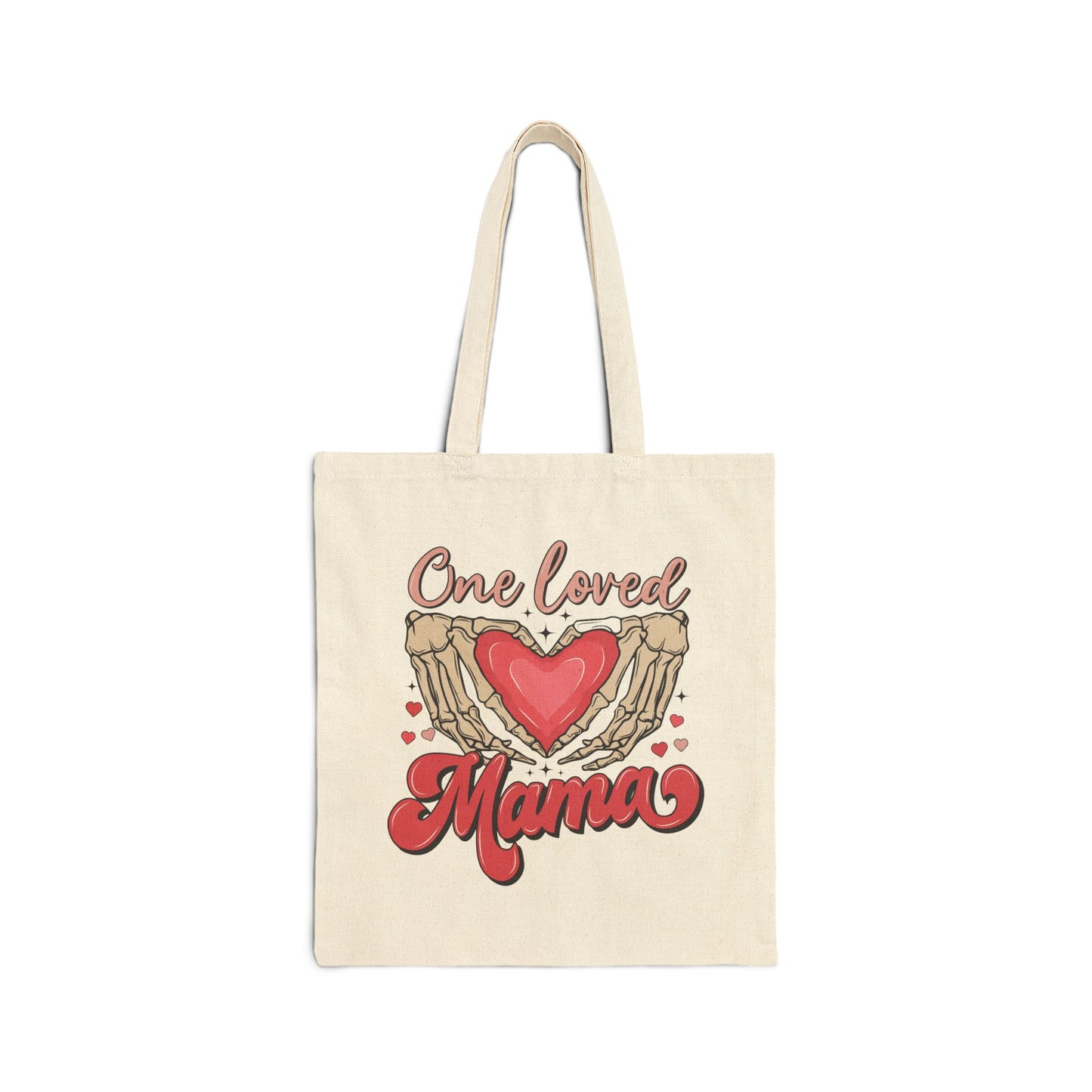 One Loved Mama Cotton Canvas Tote Bag - Heart Design, Perfect Gift for Moms