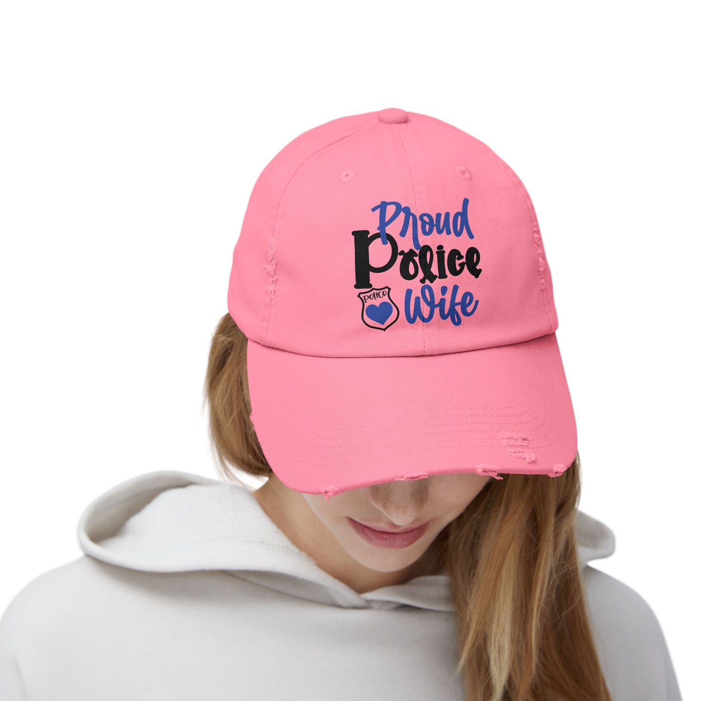 Proud Police Wife Cap, Unisex Distressed Cap for Police Family, Supportive Police Wife Gift, Casual Everyday Hat, Unique Law [...]