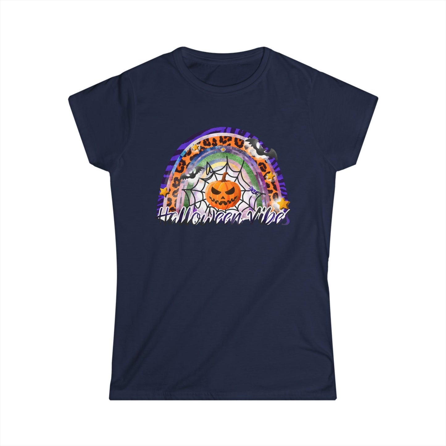 Halloween Vibes Softstyle Tee, Women's Halloween Shirt, Seasonal T-Shirt, Fall Fashion Top, Spooky Graphic Tee, Casual Halloween Wear