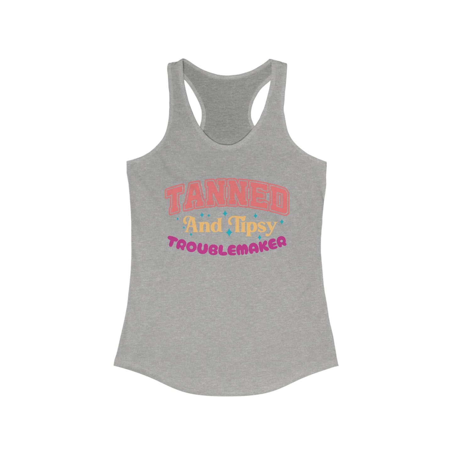 Party-Ready Women's Tank Top: 'Tanned and Tipsy Troublemaker', Summer Vibe, Vacation Tee, Pool Party Apparel, Fun Gifts