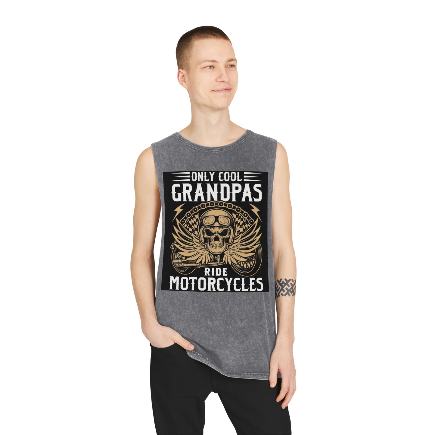 Only Cool Grandpas Ride Motorcycles Stonewash Tank Top