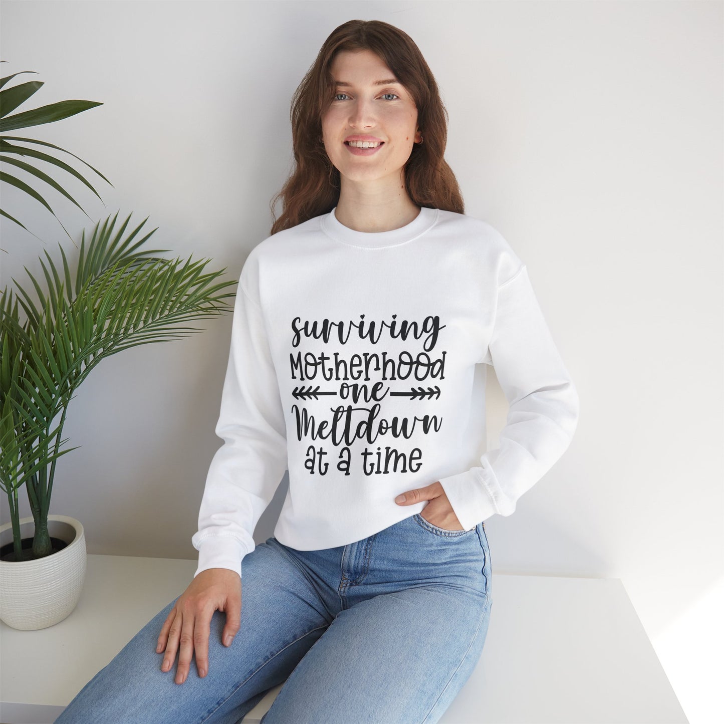 Surviving Motherhood Crewneck Sweatshirt – Cozy & Comfy for Moms