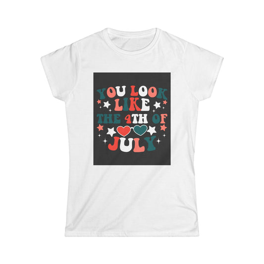 Fourth of July Women’s Tee, Patriotic Softstyle T-Shirt, Summer Celebration Top, Independence Day Apparel, 4th of July Gift
