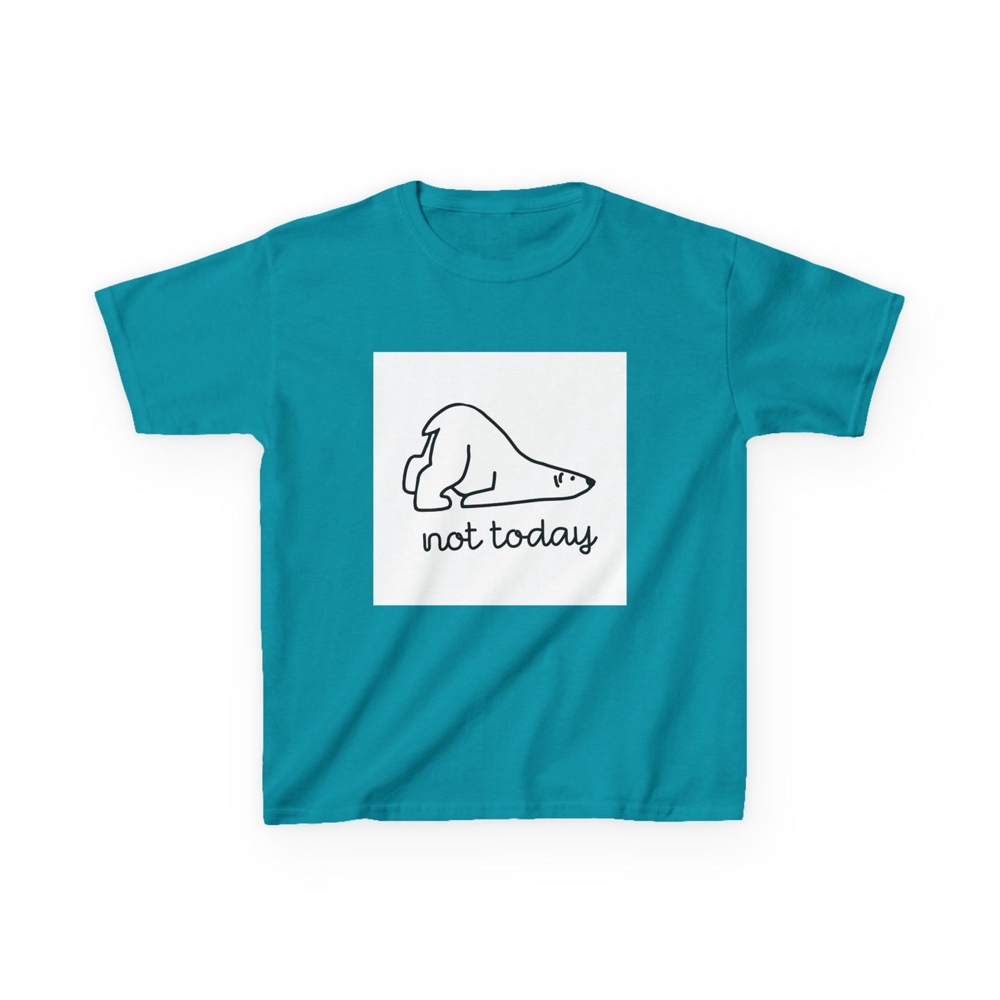 Kids Heavy Cotton™ Tee - "Not Today" Relaxed Polar Bear Design